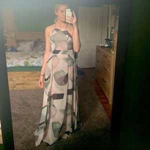Formal patterned maxi dress with double slit